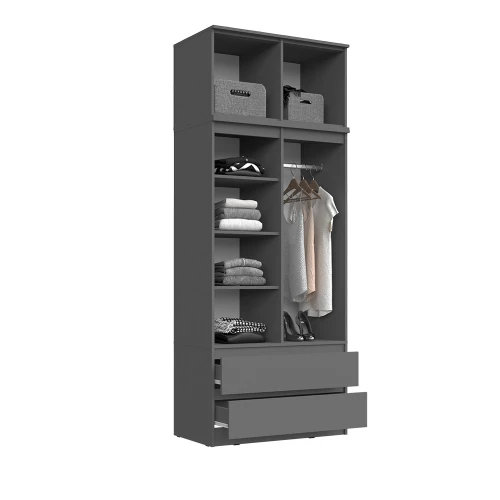 Шкаф двухстворчатый с антресолью Челси, Графит