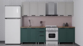 Готовый кухонный гарнитур ГК Аленушка 2 м  Лилия Керамика/Изумруд,скоба черный,сонома