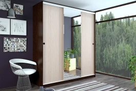 Шкаф-купе Альянс 1,5 м, Дуб беленый, венге