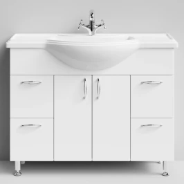 Тумба Колумбия 105 напольный, белый Vodok с раковиной в комплекте