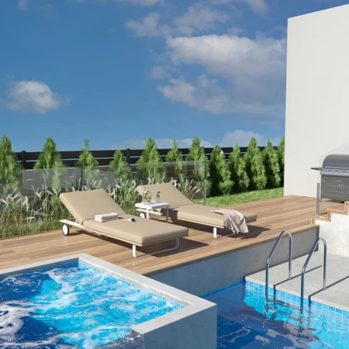 Шезлонг COSTA на колесах бежевый - белый каркас