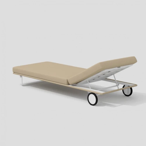 Шезлонг COSTA на колесах бежевый - белый каркас