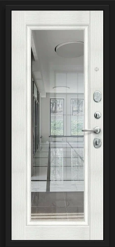 Входная дверь с зеркалом BRAVO Форм Kale Almon/Bianco Veralinga 