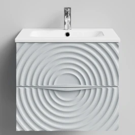 Тумба Эйфория 60 F1, пример RAL 7040 Серое окно, матовая, 2 ящика, подвесной Vodok с раковиной в комплекте