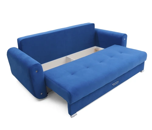 Диван еврокнижка  Вега, велюр синий, 150