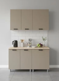 Готовый кухонный гарнитур МК Аленушка 1,4м Орешник Матовый Вижен,скоба черный,сонома (без столешницы)