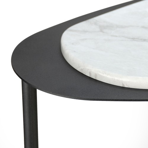 Стол журнальный МеталлАрт М024 белый мрамор/черный