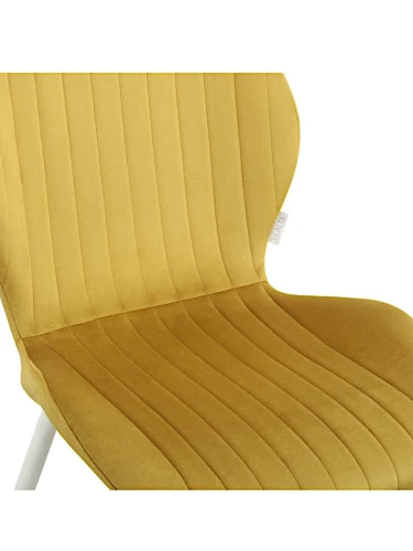 DC825 Стул мягкий, ГОРЧИЧНЫЙ#G62-21 велюр, каркас металл белый КРУГЛЫЙ