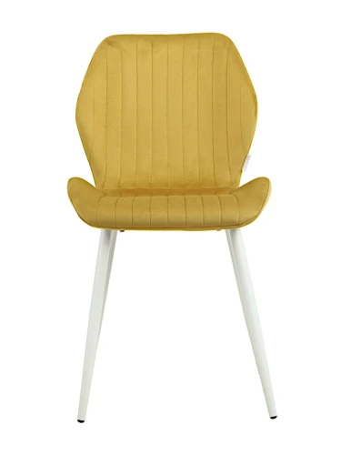 DC825 Стул мягкий, ГОРЧИЧНЫЙ#G62-21 велюр, каркас металл белый КРУГЛЫЙ