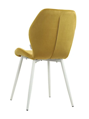 DC825 Стул мягкий, ГОРЧИЧНЫЙ#G62-21 велюр, каркас металл белый КРУГЛЫЙ