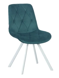 DC68 Стул мягкий поворотный, ИЗУМРУД#G62-18 велюр, каркас металл белый