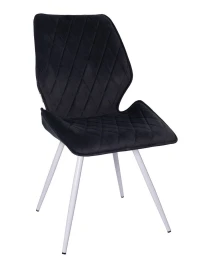 DC230 Стул мягкий, ЧЕРНЫЙ#M420-48 велюр, каркас металл, белый КРУГЛЫЙ