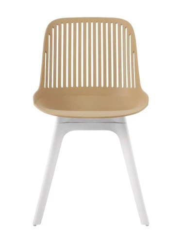 DC271 Стул пластиковый, БЕЖЕВЫЙ, ноги белые