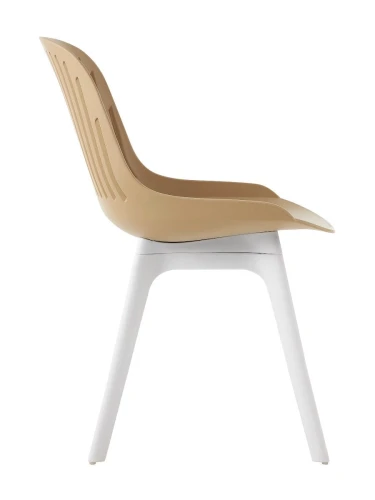 DC271 Стул пластиковый, БЕЖЕВЫЙ, ноги белые