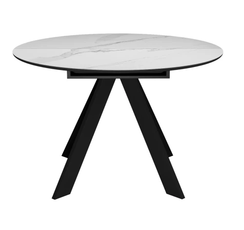 Стол DikLine SKC100 d1000 Керамика Белый мрамор/подстолье черное/опоры черные