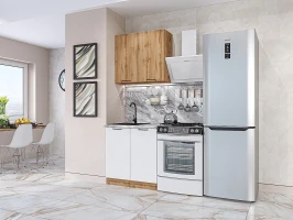 Кухня прямая модульная Флэт-03 Wotan Oak 2S/White In 2S Wotan Oak 2S/White In 2S 2140*800*600