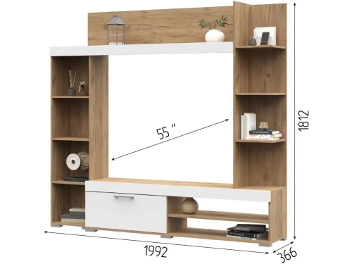 Стенка «Васанта», Софт вайт/Дуб крафт золото