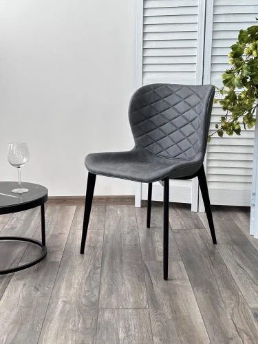 Стул КЛОД, цвет Kiprus-12 Темно-серый, искусственная замша / черный каркас М-City