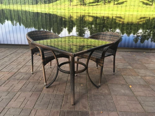 Комплект мебели из искусственного ротанга стол Греция + 2 кресла Греция(Подушки в комплекте) арт.77589