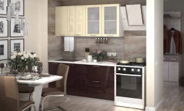 Кухня Ксения 1600 ваниль глянец/шоколад глянец