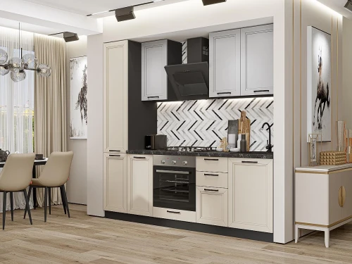 Кухонный гарнитур Нео-02 Grey Silk/Cream Silk