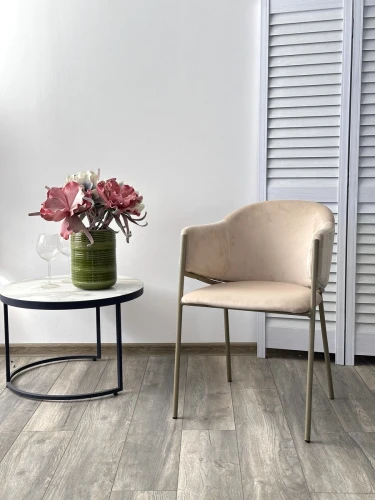 Стул ДИЛЛ, цвет H-06 Бежевый, велюр / шампань каркас М-City