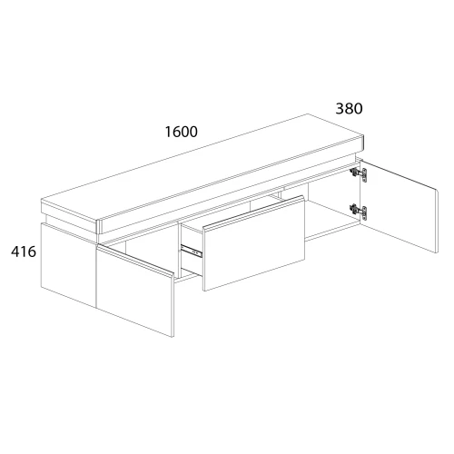 Тумба навесная 2D1S, TORINO, цвет белый/Дуб наварра