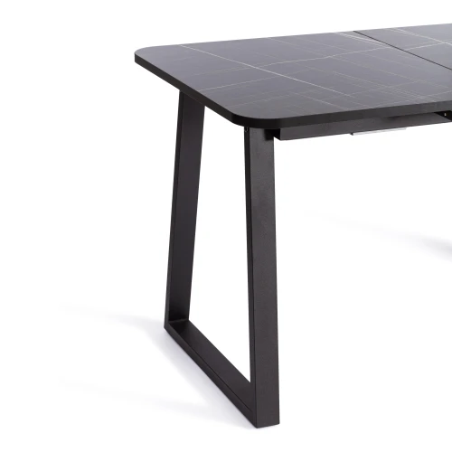 Стол MALTIDO ЛДСП/HPL/металл, 130 х 75+30 х 75 см, Мрамор чёрный/чёрный