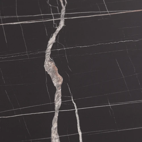 Стол MALTIDO ЛДСП/HPL/металл, 130 х 75+30 х 75 см, Мрамор чёрный/чёрный