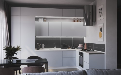 Модульная кухня Эстетик 3400*2200 Нью Мун МДФ угловая