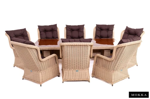 Комплект плетеной мебели МОККА SAN MARINO (стол обеденный, 8 кресел), Бежевый