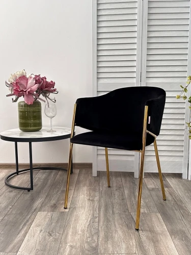 Стул DILL MOMO-47 черный, велюр "беспальчиковый"/ золотой каркас М-City