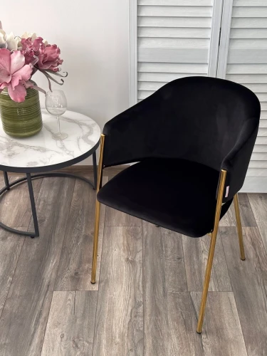 Стул DILL MOMO-47 черный, велюр "беспальчиковый"/ золотой каркас М-City