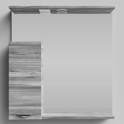 Зеркало Марко 75, ручки Хром, Лиственница структурная контрастно-серая ПВХ 64202, левый