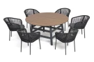 "Рио" обеденная группа на 6 персон, стол HPL "дуб", цвет темно-серый