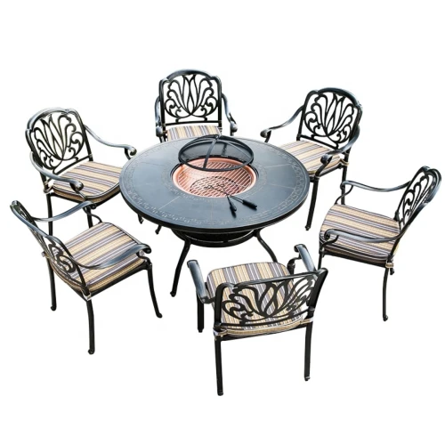 Стол уличный с мангалом из литого алюминия Барбекю-4(BBQ-4)