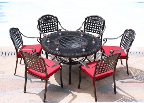 Стол уличный с мангалом из литого алюминия Барбекю-4(BBQ-4)