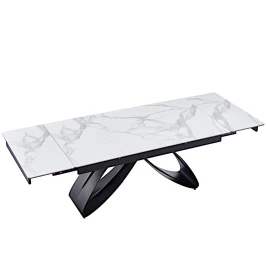 DT888 Стол раскладной Bentley whie, 160-240/90*76, керамич. столеш, основ. металл черный