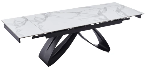 DT888 Стол раскладной Bentley whie, 160-240/90*76, керамич. столеш, основ. металл черный