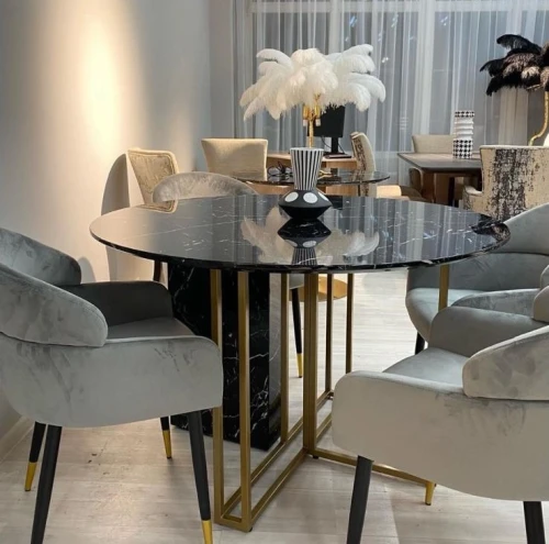 Стол обеденный Веспер F-1171-1.1, 120х120х76 см, черный мрамор