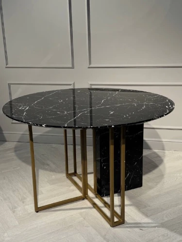 Стол обеденный Веспер F-1171-1.1, 120х120х76 см, черный мрамор