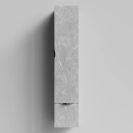 Пенал Марко 30 подвесной, дверь и ящик, ручки Хром, Мрамор Белый софт тач 4044-2, правый