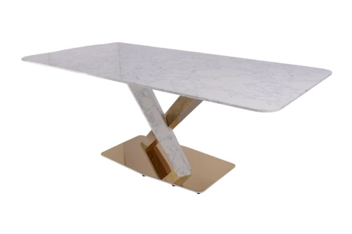 Стол обеденный Интерно Гранд MC3042-200WH, 200х100х75 см, белый мрамор/золото