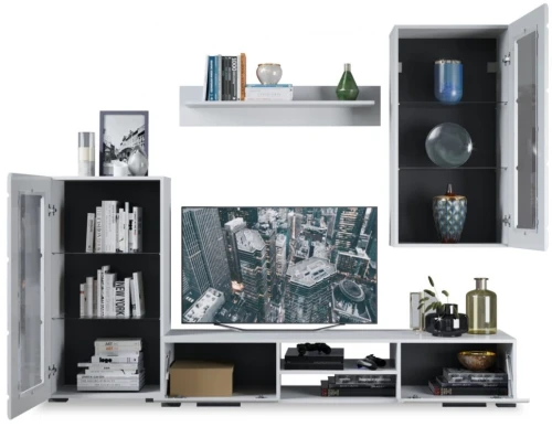 Стенка «Рио-1», Белый жемчуг/белый глянец