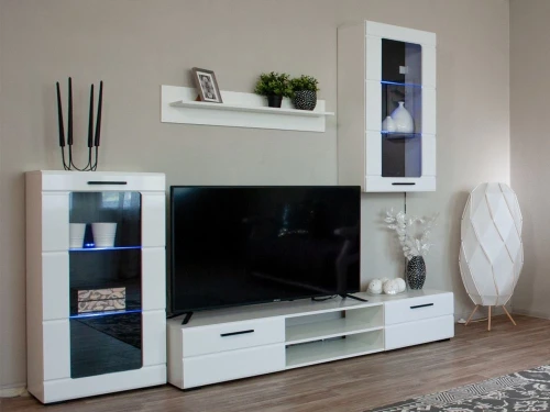 Стенка «Рио-1», Белый жемчуг/белый глянец