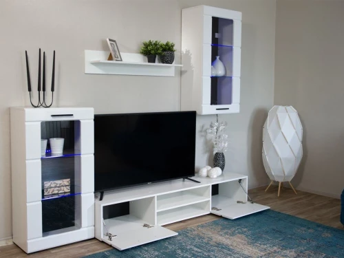 Стенка «Рио-1», Белый жемчуг/белый глянец