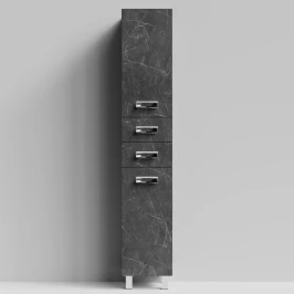 Пенал Орландо 35 напольный, Мрамор Графит софт тач ПВХ 4044-3, правый, бельевая корзина