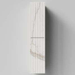 Пенал Тач 30 подвесной, Мрамор Белый натур милк ПВХ 2537, левый, бельевая корзина