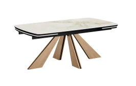 Стол DikLine DKP180 Керамика Ostra Bianco (мрамор глянец белый)/подстолье черное/опоры галифакс (2 уп.)