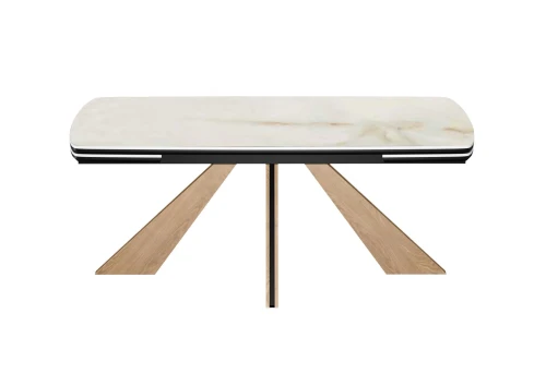 Стол DikLine DKP180 Керамика Ostra Bianco (мрамор глянец белый)/подстолье черное/опоры галифакс (2 уп.)